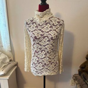 Hanky Panky Ltd Ivory Lace Long Sleeve Top size S